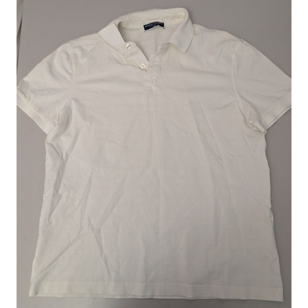 Charles Tyrwhitt Men Medium White Short Sleeve Polo Shirt 100% Cotton M